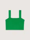 Maje Knitted Crop Top In Green