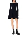 Maje Womens Navy Round-neck Flared-skirt Stretch-knit Mini Dress In Blue