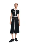 Maje Redouane Knit Shirt Dress In Black/white