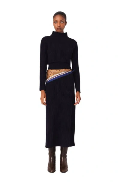 MAJE MAJE KNIT MAXI DRESS WITH REMOVABLE SWEATER