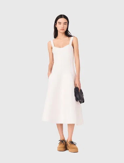 Maje Knit Midi Dress In White