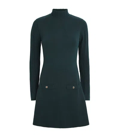 Maje Knit Mini Dress And Sweater In Green