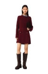 Maje Knit Mini Dress With Removable Sweater In Burgundy