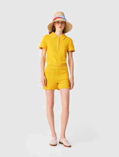 Maje Knit Playsuit With Polo Collar In Yellow