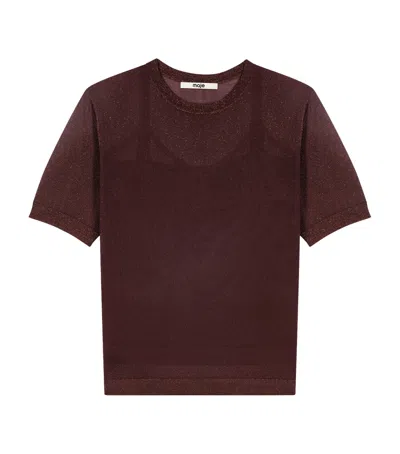 Maje Knit T-shirt And Cami Top Set In Brown