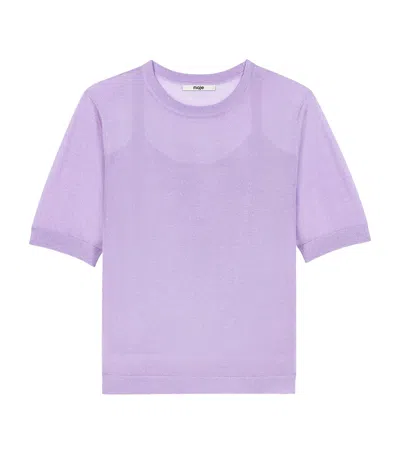 Maje Knit T-shirt And Cami Top Set In Purple