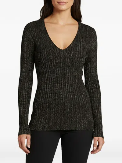 Pre-owned Maje Knit V-neck Sweater In Black