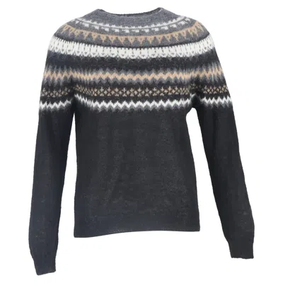 Maje Knitted Brushed Fair Isle Sweater In Multicolor Mohair Wool