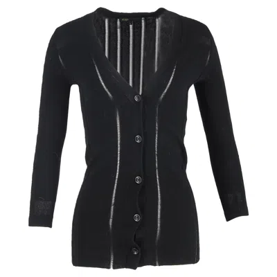 Maje Knitted Buttoned Cardigan In Black Wool