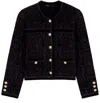 Maje Womens Bicolore Patch-pocket Button-down Stretch-knit Cardigan In Black