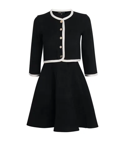 MAJE KNITTED CARDIGAN-OVERLAY MINI DRESS