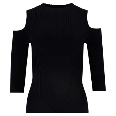 Pre-owned Maje Knitted Cold-shoulder Top In Black