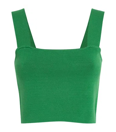 Maje Knitted Crop Top In Green