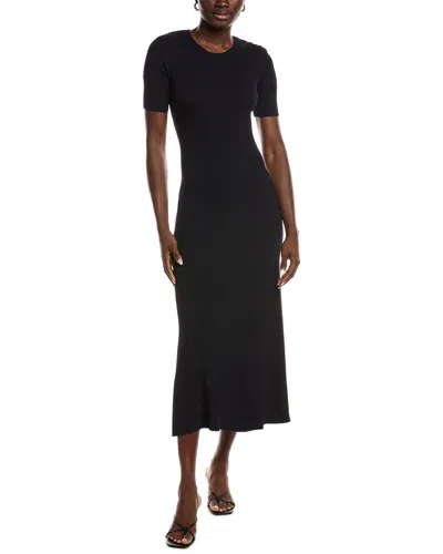 Maje Rib Knit Maxi Dress In Black
