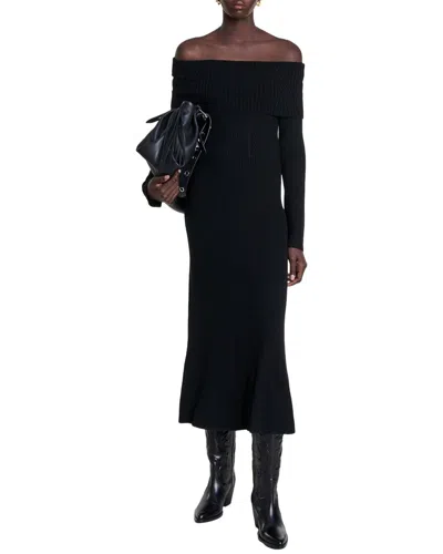 Maje Knitted Maxi Dress In Black