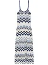 Maje Womens Zigzag-pattern Crochet Knitted Maxi Dress Bleus In Blau