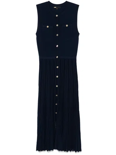 Maje Knitted Midi Dress In Blue
