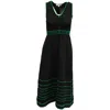 Maje Knitted Midi Dress With Colored Piping In Black Polyester Viscose In Black
