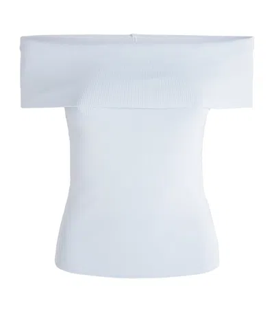 Maje Knitted Off-the-shoulder Top In Blue