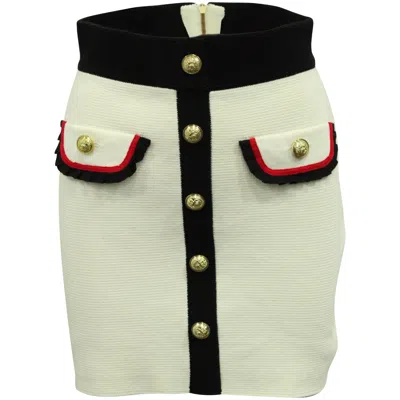 Pre-owned Maje Knitted Pencil Skirt In White Cotton In Multi