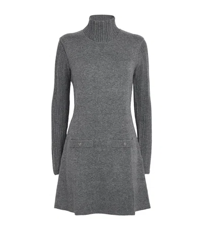 Maje Knitted Rollneck Mini Dress In Black