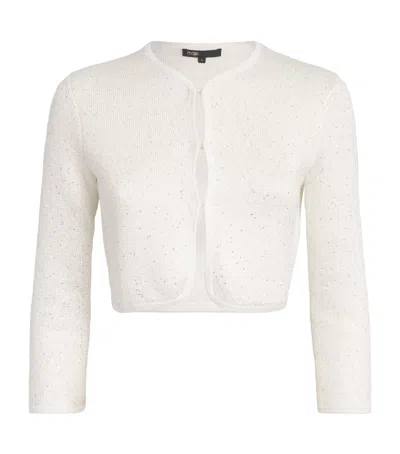 Maje Knitted Sequinned Cardigan In White