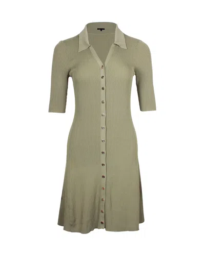 Maje Knitted Shirt Dress In Olive Viscose In Green