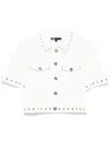 Maje Moboy Studded Cropped Cardigan In White