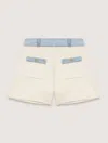 Maje Knitted Shorts With Denim Trim In Ecru