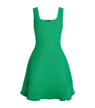 Maje Knitted Skater Mini Dress In Green