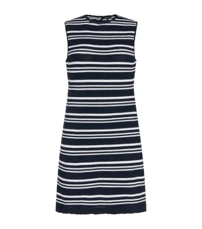 Maje Knitted Stripe Mini Dress In Blue