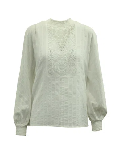Pre-owned Maje Lace Blouse In White Cotton In Green