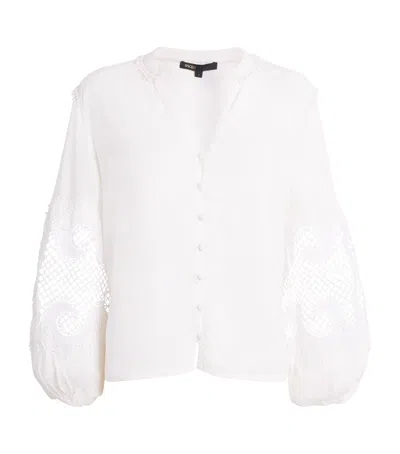Maje Lace Cut-out Blouse In White