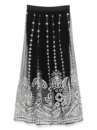 Maje Lace-detail Maxi Skirt In Black