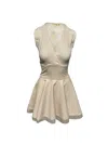 Maje Lace Detail Mini Dress In Cream Viscose In Beige