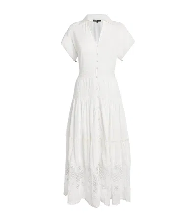 Maje Lace-insert Maxi Dress In White