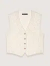 Maje Virendana Floral Lace Vest In Ecru
