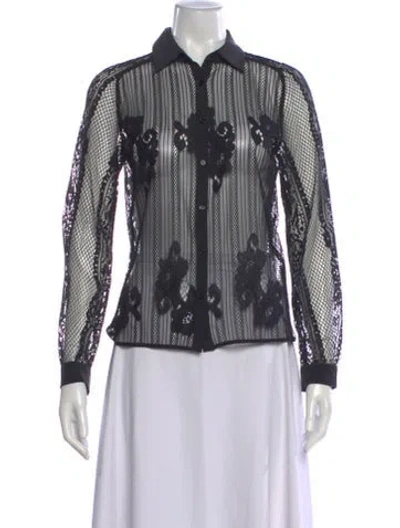 Pre-owned Maje Lace Lace Pattern Blouse In Black