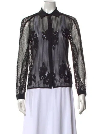 Pre-owned Maje Lace Lace Pattern Blouse In Black