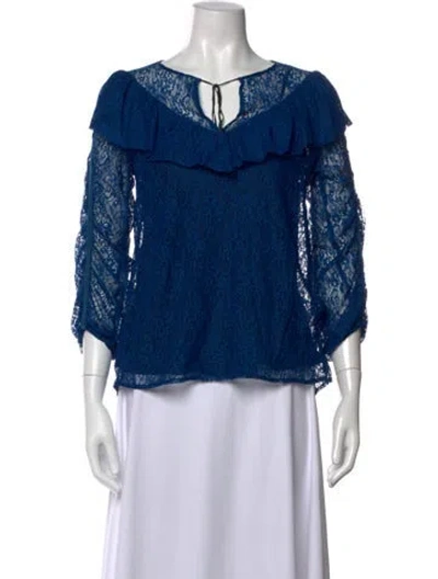 Pre-owned Maje Lace Lace Pattern Blouse In Blue