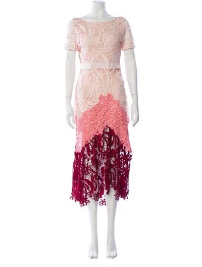 Pre-owned Maje Lace Long Dress In Pink