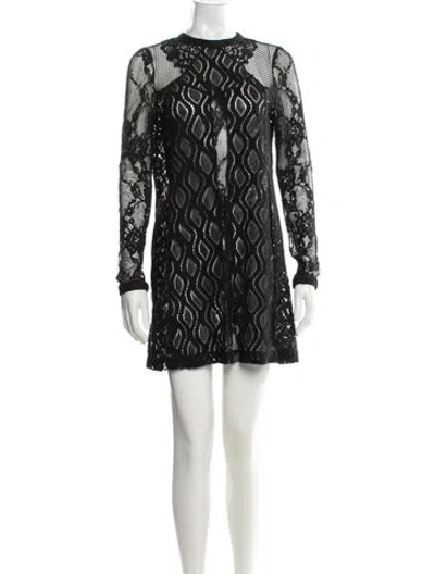 Pre-owned Maje Lace Mini Dress In Black