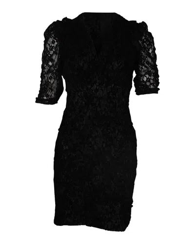 Maje Lace Mini Dress In Black Polyamide