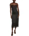 Maje Lace Neckline Slip Dress In Black