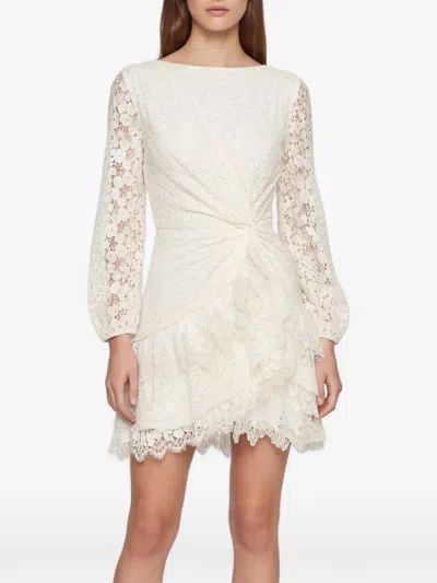 Pre-owned Maje Lace Open-back Dress In Neutrals