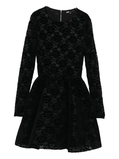 Maje Lace-panel Flared Dress In Black