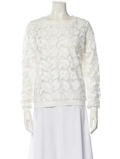 Pre-owned Maje Lace Pattern Bateau Neckline Sweatshirt In White