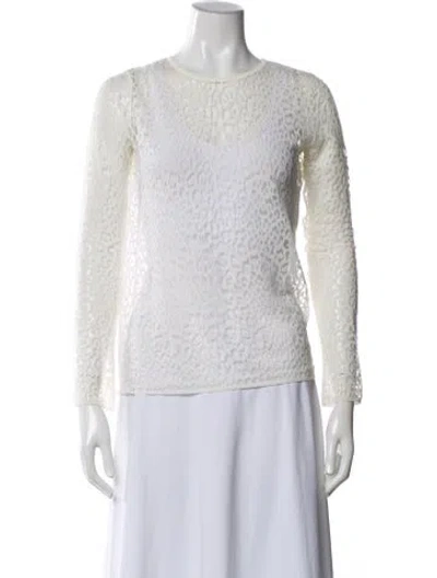 Pre-owned Maje Lace Pattern Crew Neck Blouse In Blue