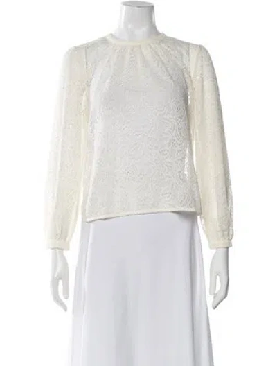 Pre-owned Maje Lace Pattern Crew Neck Blouse In Neutral