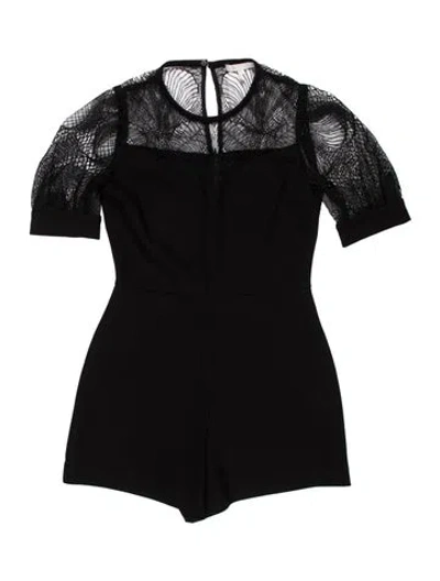 Pre-owned Maje Lace Pattern Crew Neck Jumpsuit In Black